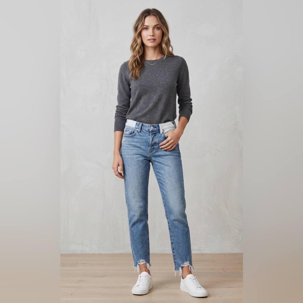 7 For All Mankind Josefina High-Rise Skinny Boyfriend Jeans | Frayed Hem